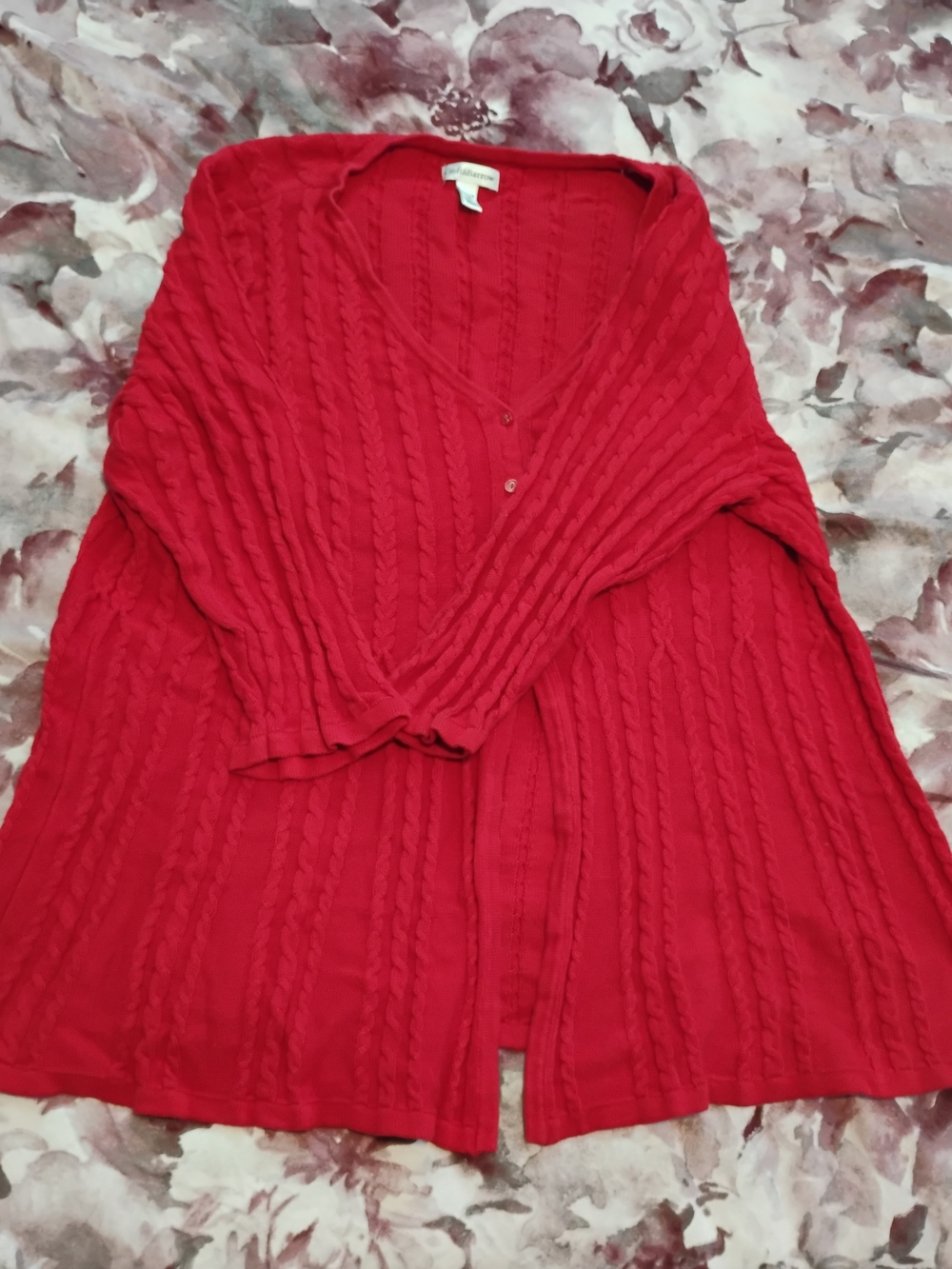 croft & barrow Red Cable-Pattern Scoop Neck Sweater Size 1x